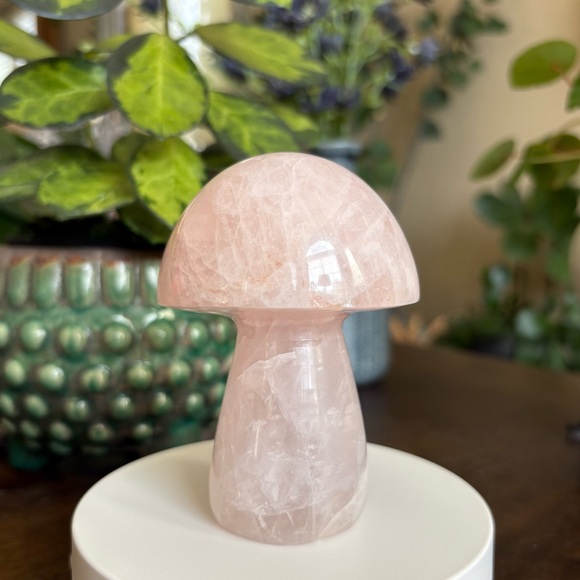 Other - Discounted* Large Rose Quartz Crystal Mushroom Carving with Imperfection